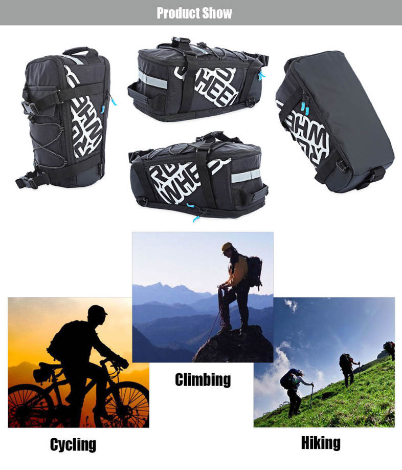 ROSWHEEL 5L Nylon Waterproof Mountain Bike Road Bicycle Bag Cycling Rear Rack Tail Seat Pannier