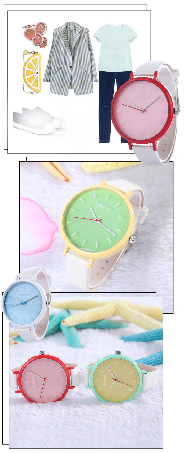 MINGZAN 6207 Women Quartz Watch Stereo Scales Female Wristwatch