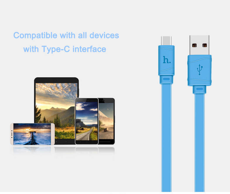 HOCO X5 5V 2.4A Anti-twist Type-C Noodle Charge Data Transfer Cable 1M