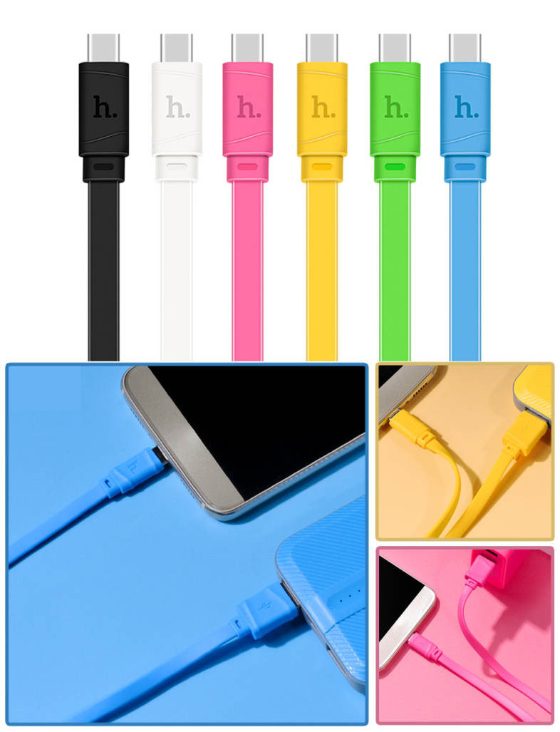 HOCO X5 5V 2.4A Anti-twist Type-C Noodle Charge Data Transfer Cable 1M