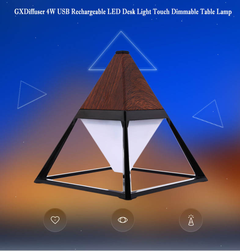 GXDiffuser AC 100 - 240V 4W Creative USB Rechargeable LED Desk Light Touch Dimmable Table Lamp