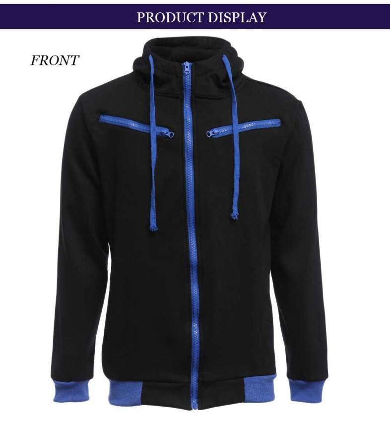 Casual Fleece Color Block Zipper Decoration Hoodies for Men
