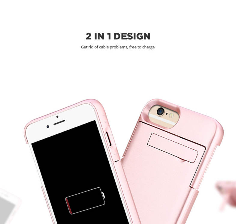 4000mAh External Battery Power Bank Charger Cover with Kickstand for iPhone 6 Plus / 6S Plus / 7 Plus 5.5 inch