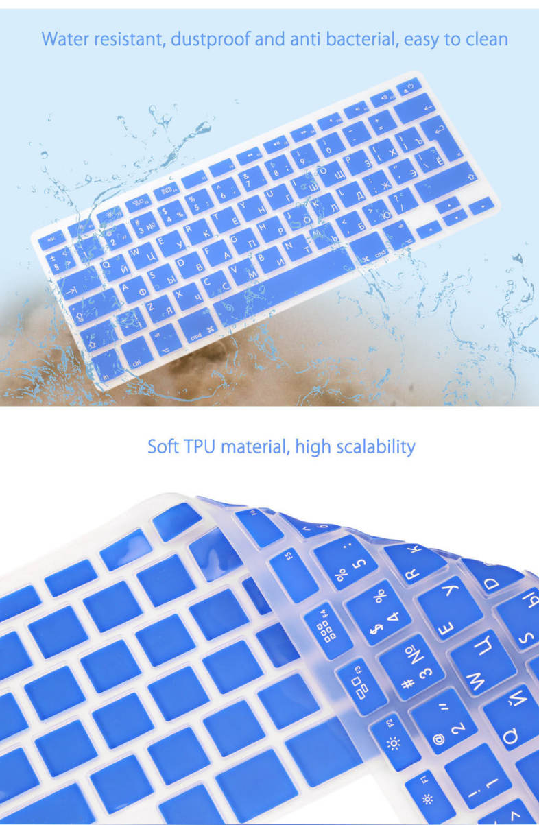 Water Resistant TPU Russian Laptop Keyboard Protective Film for MacBook Air Pro 13 / 15 inch