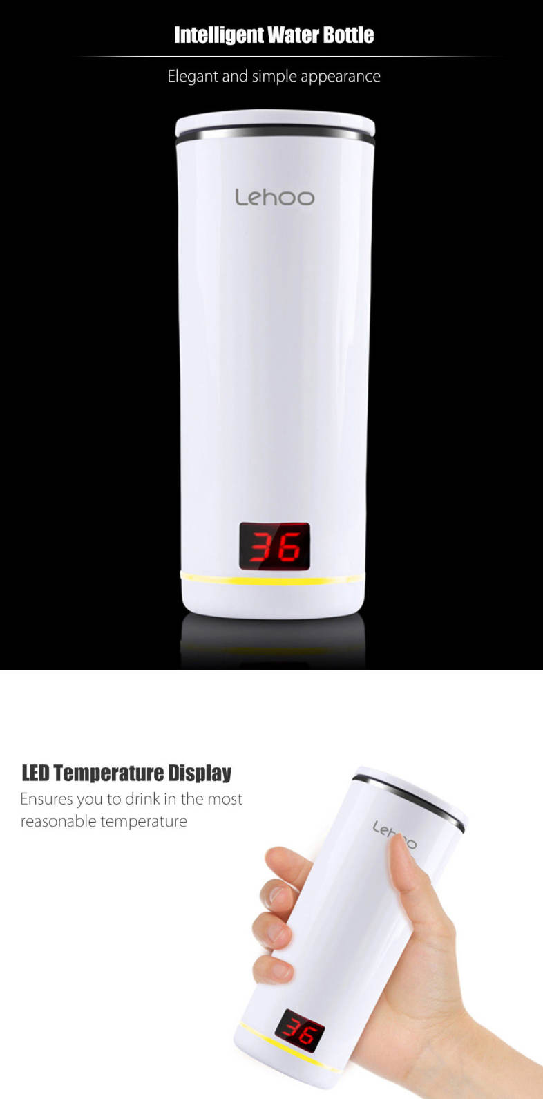 Lehoo JXKJ - WD 350ML Stainless Steel Intelligent Temperature Display Water Cup