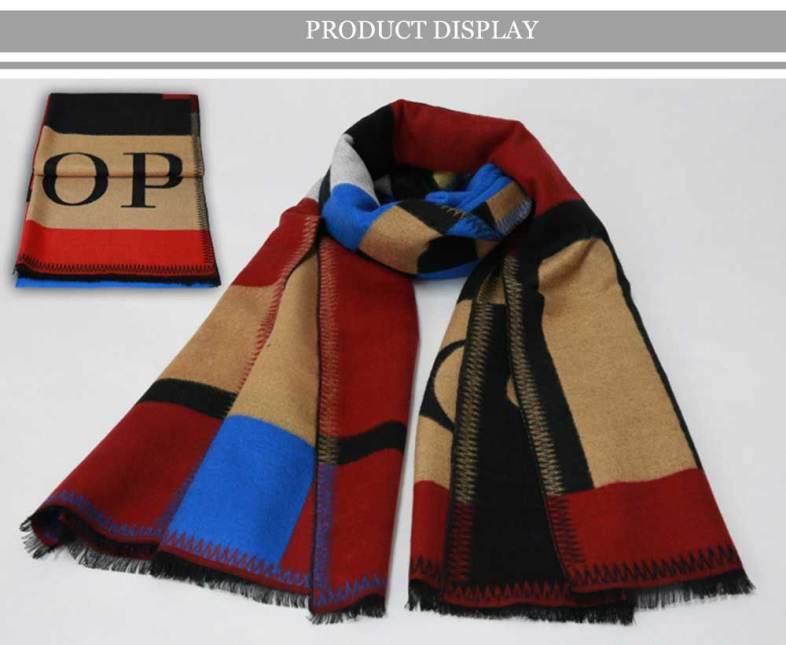 Retro Grid Design Color Block Oversize Warm Shawl for Women
