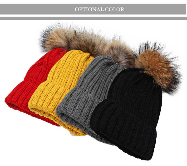 Fashionable Winter Venonat Design Pure Color Knitted Hat for Women