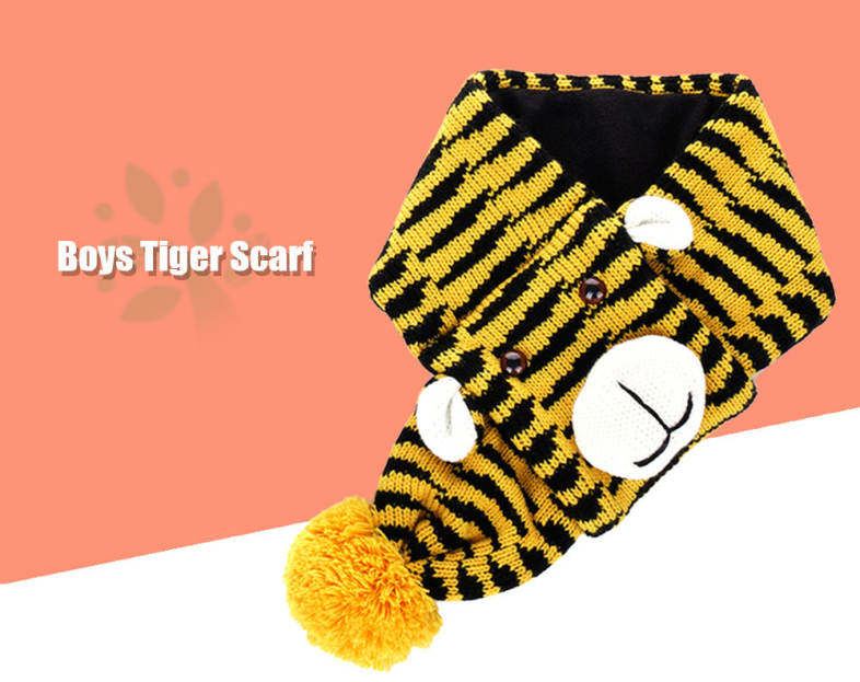 QULEXING Boys Cute Color Block Knitted Tiger Scarf