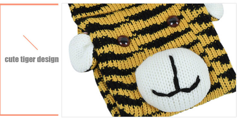 QULEXING Boys Cute Color Block Knitted Tiger Scarf
