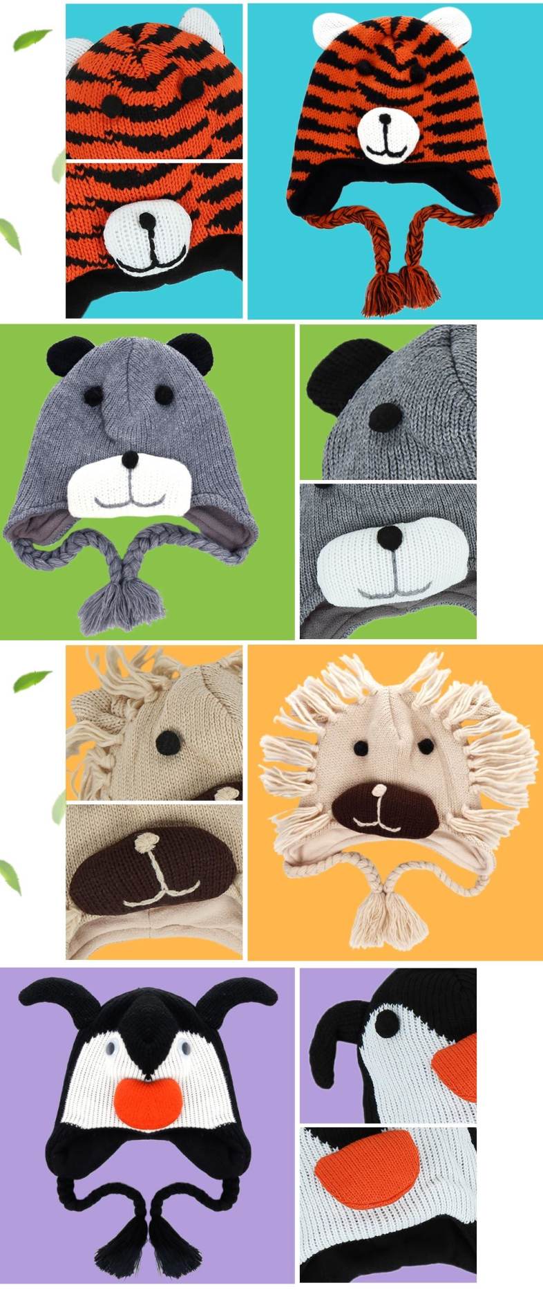 QULEXING Cute Animal Design Knitted Child Hat
