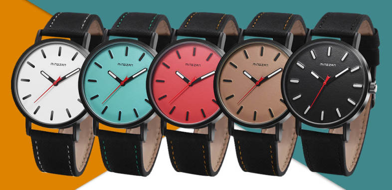 MINGZAN 6306 Unisex Quartz Watch Luminous Pointer Leather Band Daily Water Resistance Wristwatch