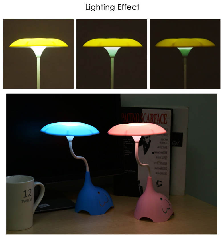 YouOKLight Cute Elephant DC 5V 0.8W LED Desk Lamp Eye-protection Touch Control 3 Dimmable Levels Night Light