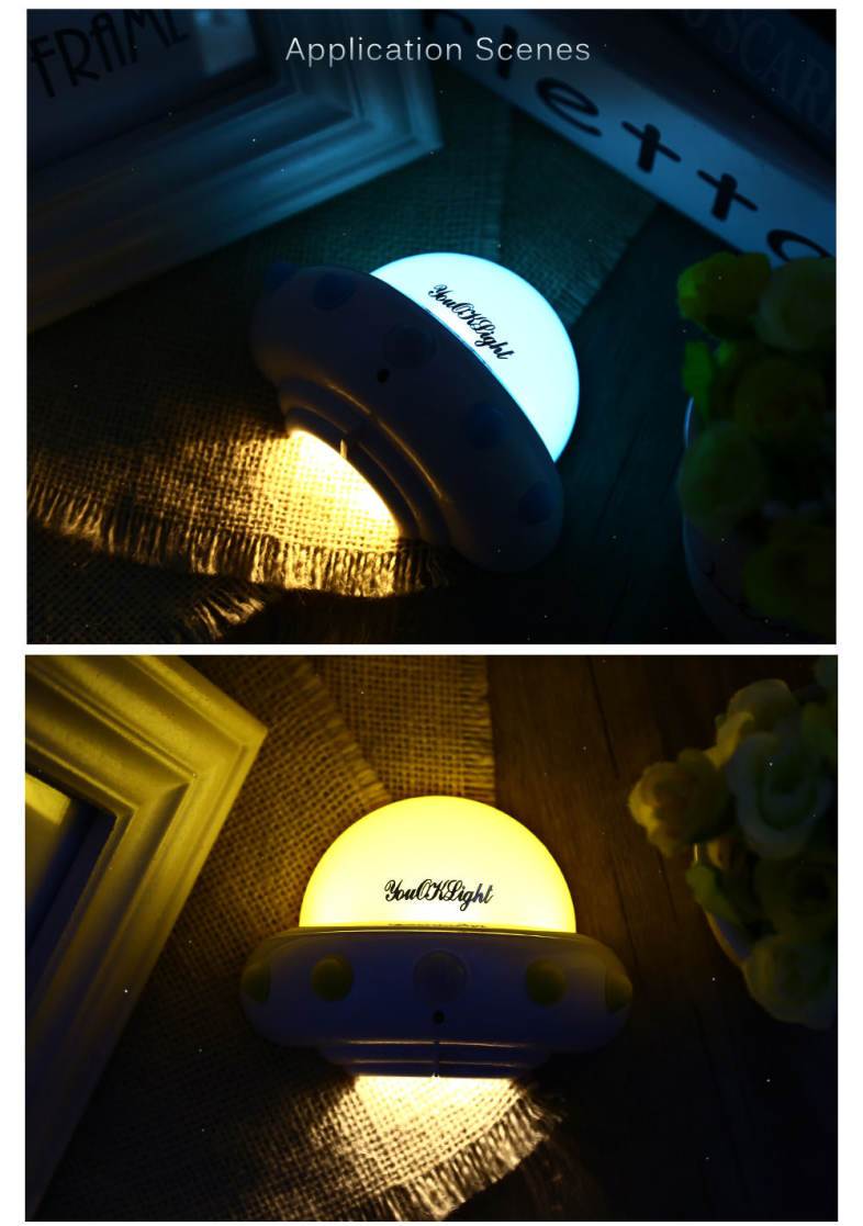 YouOKLight DC 5V 1W Flying Saucer UFO Shaped LED Night Light Motion Sensor Lamp for Kids Nursery Bedroom