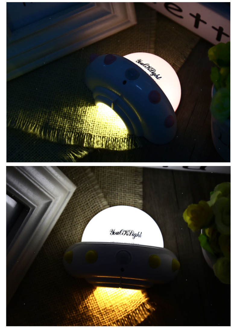 YouOKLight DC 5V 1W Flying Saucer UFO Shaped LED Night Light Motion Sensor Lamp for Kids Nursery Bedroom
