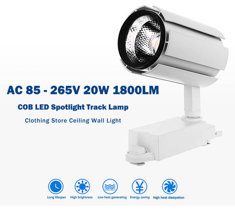 AC 85 - 265V 20W 1800LM COB LED Spotlight Track Lamp Clothing Store Ceiling Wall Light