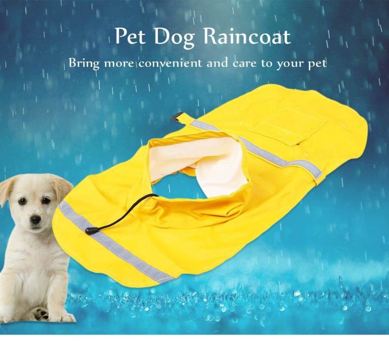 Adjustable Pet Dog Reflective Rain Jacket Raincoat with Cap