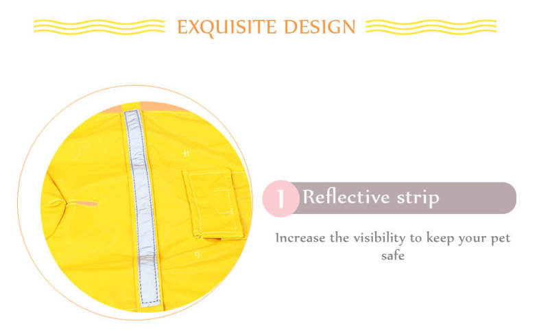 Adjustable Pet Dog Reflective Rain Jacket Raincoat with Cap