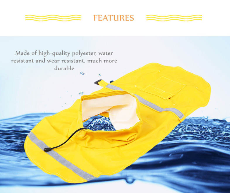 Adjustable Pet Dog Reflective Rain Jacket Raincoat with Cap