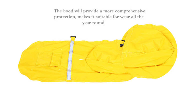 Adjustable Pet Dog Reflective Rain Jacket Raincoat with Cap