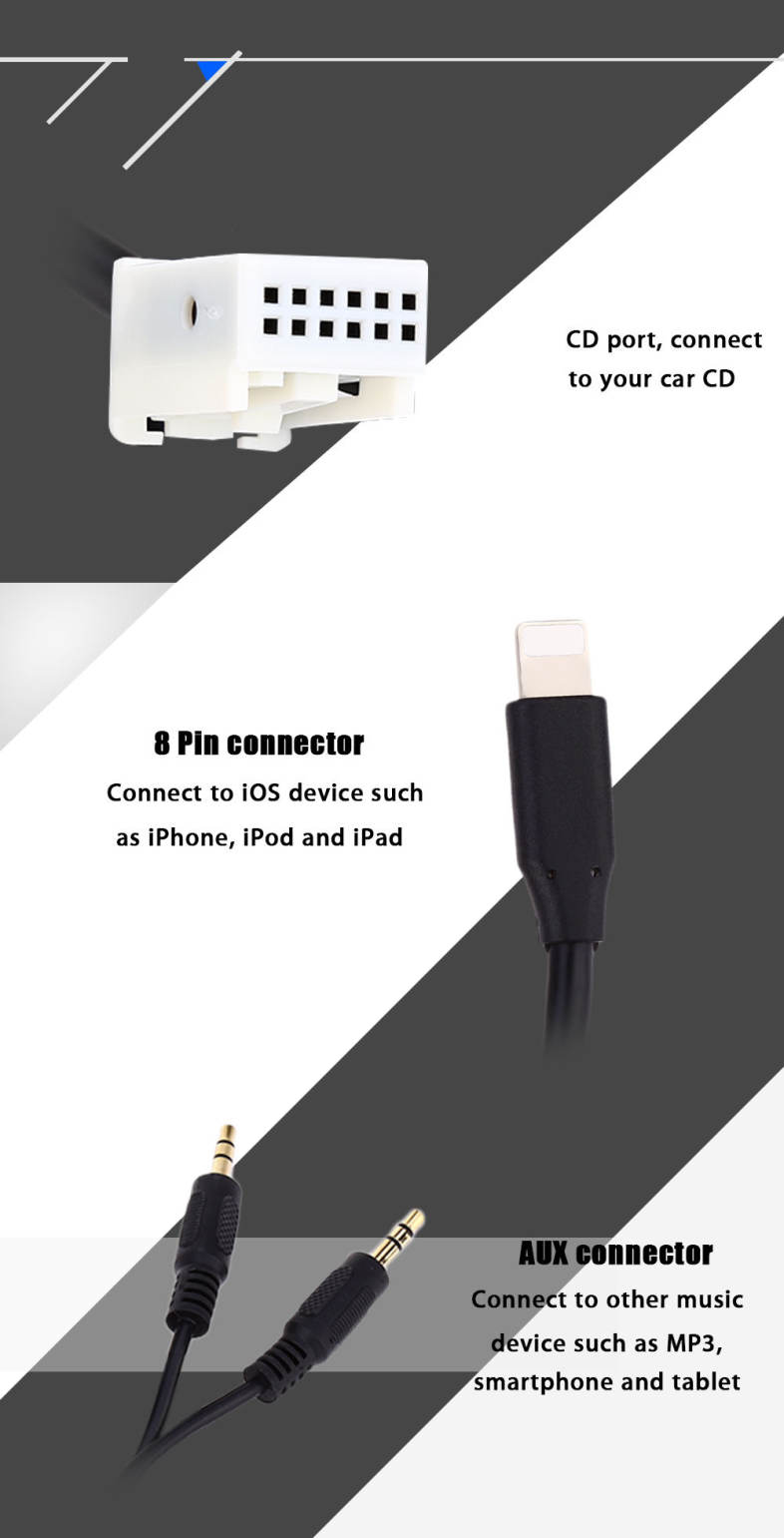 Car CD Adapter 8 Pin AUX Cable Audio Interface 12P Connect Digital Box for Volkswagen