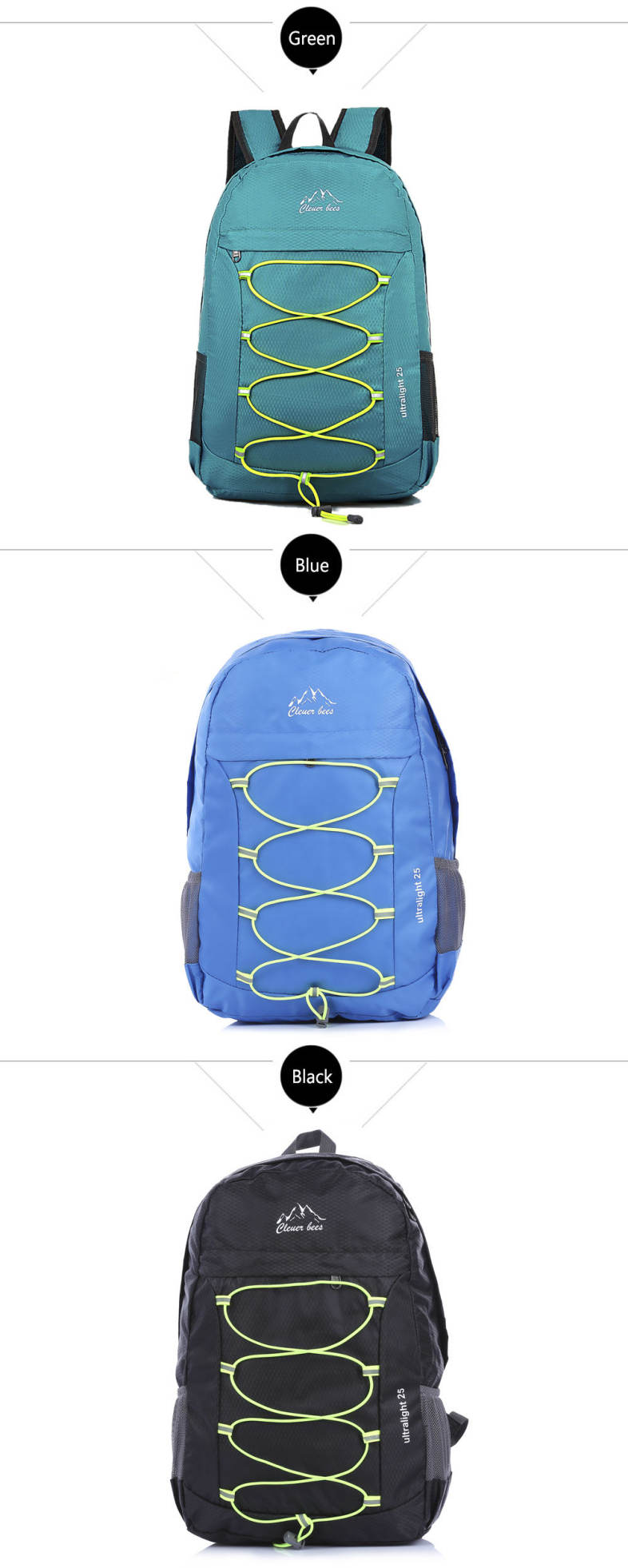 CLEVERBEES Outdoor Waterproof Foldable Hiking Running Backpack