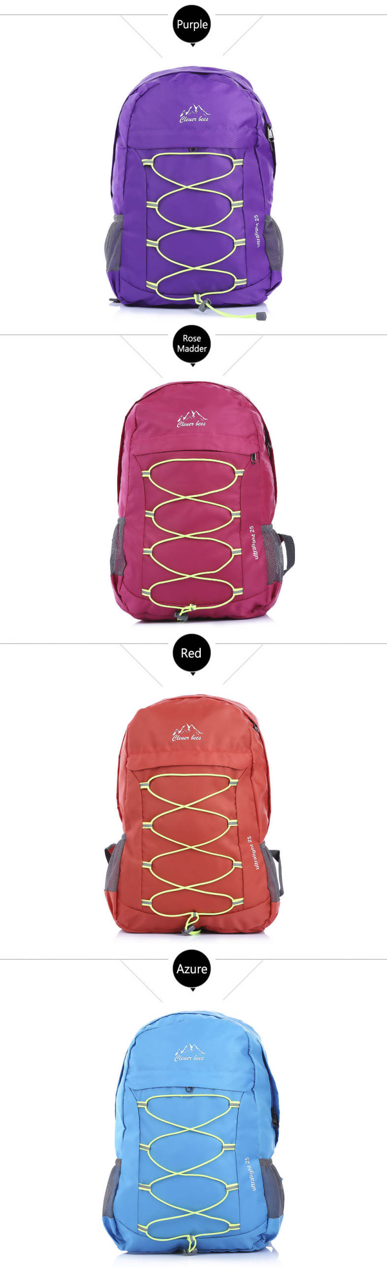 CLEVERBEES Outdoor Waterproof Foldable Hiking Running Backpack