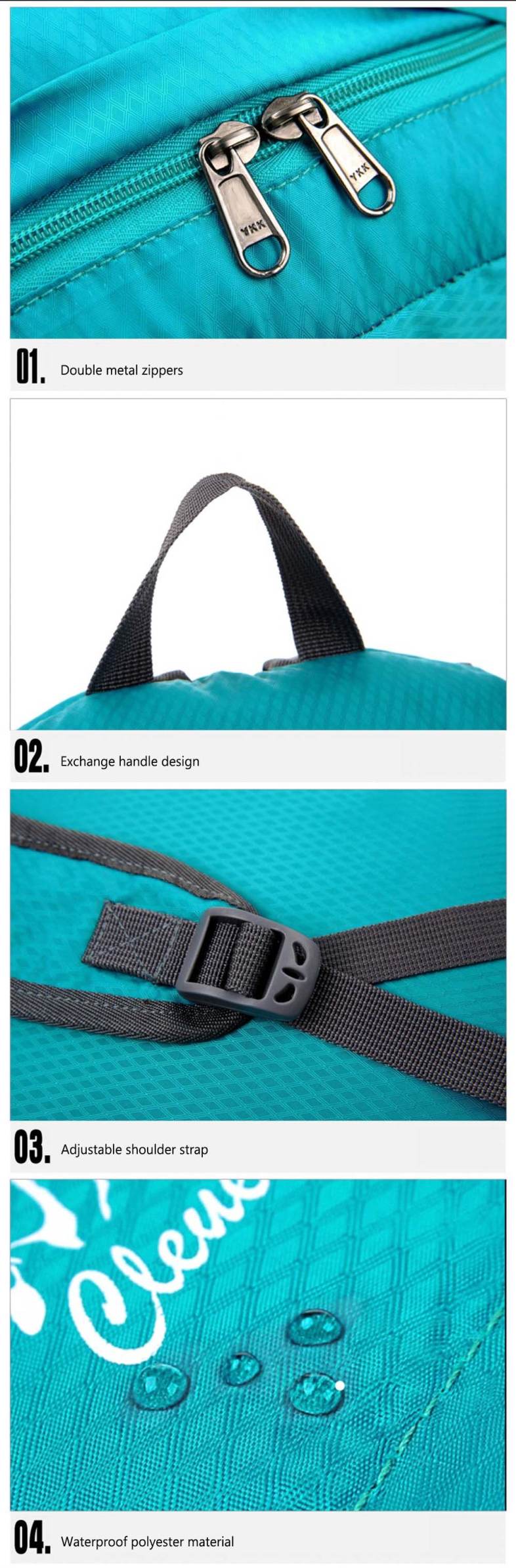 CLEVERBEES Outdoor Waterproof Foldable Hiking Running Backpack