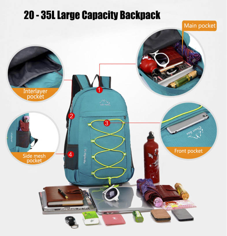 CLEVERBEES Outdoor Waterproof Foldable Hiking Running Backpack