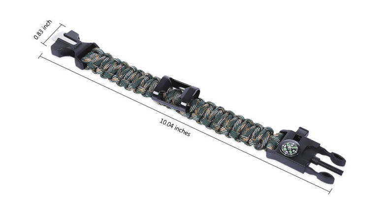 Multifunctional Knitted Emergency Survival Paracord Bracelet with Compass Flint Bottle Opener