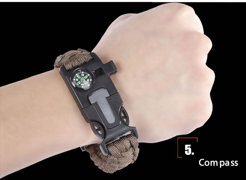 Multifunctional Knitted Emergency Survival Paracord Bracelet with Compass Flint Bottle Opener