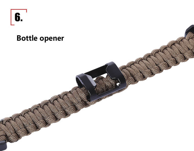 Multifunctional Knitted Emergency Survival Paracord Bracelet with Compass Flint Bottle Opener