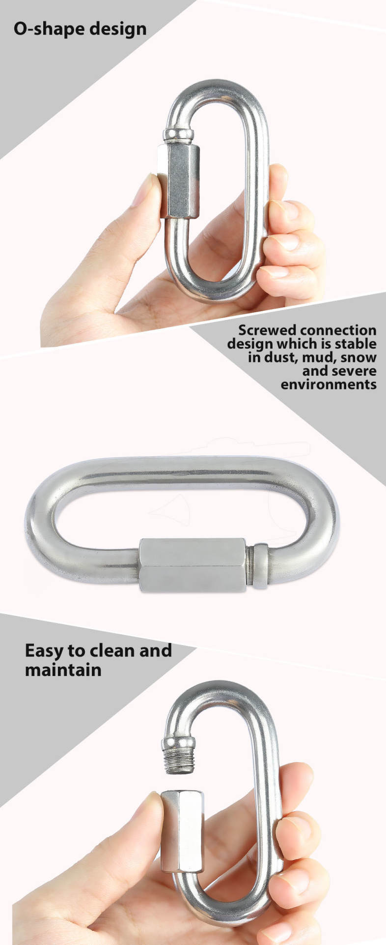 CAMNA 8MM 22KN Professional O-shape Mountaineering Stainless Steel Screw Gates Carabiner Rock Climbing Safety Buckle