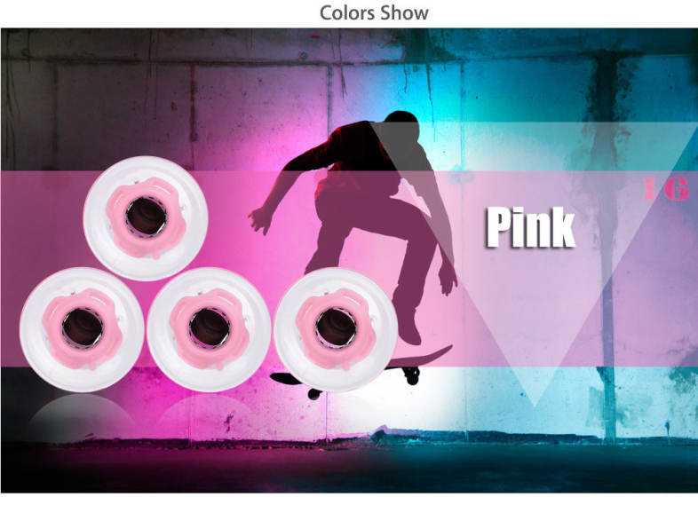 4pcs 60 x 45MM Outdoor Sport PU LED Transparent Skateboarding Wheels