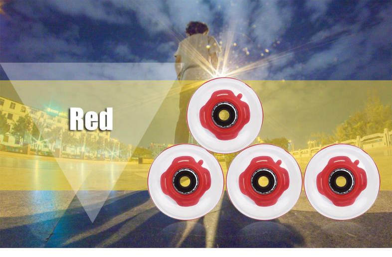 4pcs 60 x 45MM Outdoor Sport PU LED Transparent Skateboarding Wheels