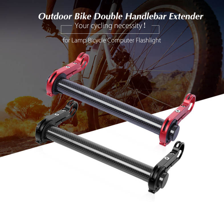 31.8MM Outdoor MTB Bike Double Handlebar Extender Carbon Fiber Mount Holder for Lamp Bicycle Computer Flashlight