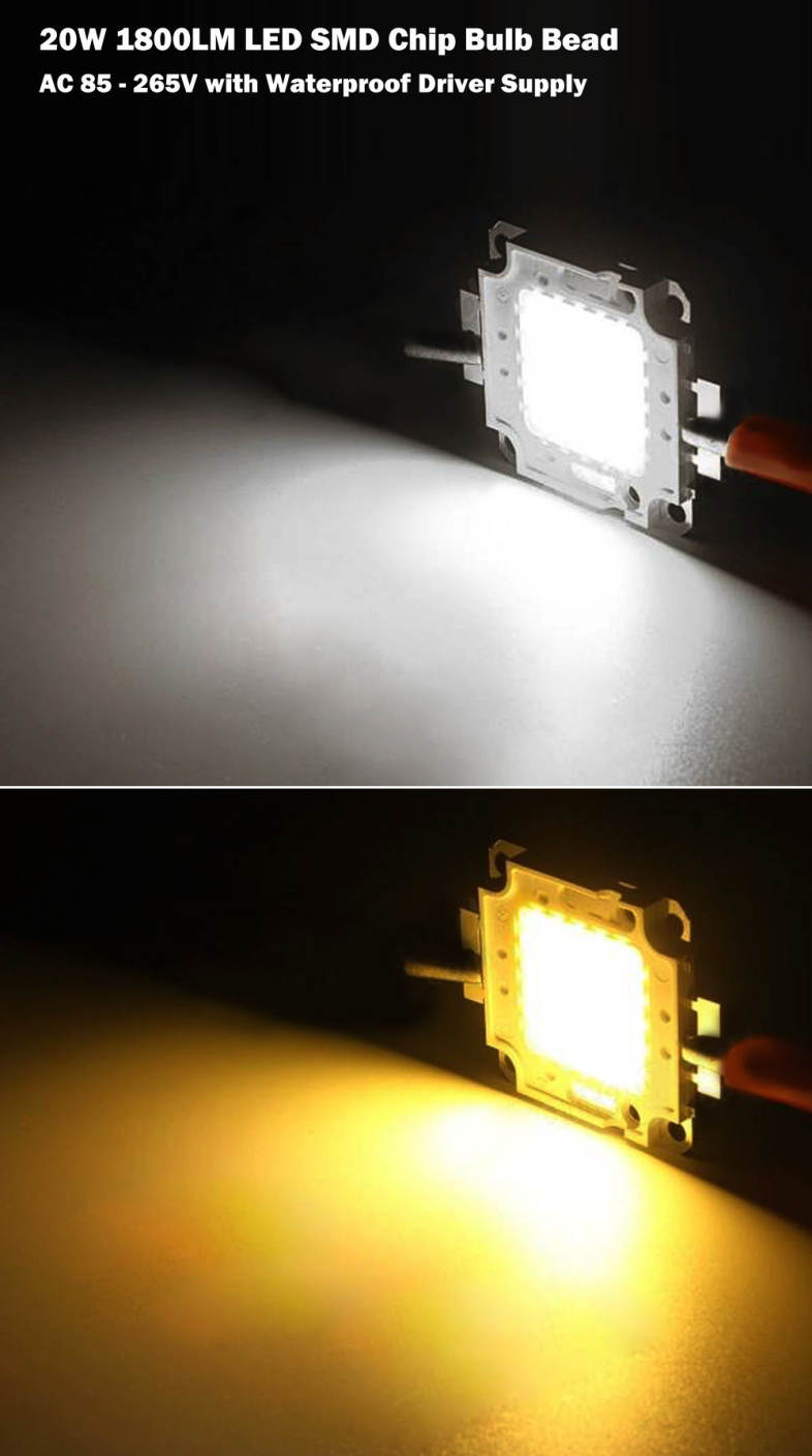 AC 85 - 265V 20W 1800LM LED SMD Chip Bulb Bead with Waterproof Driver Supply
