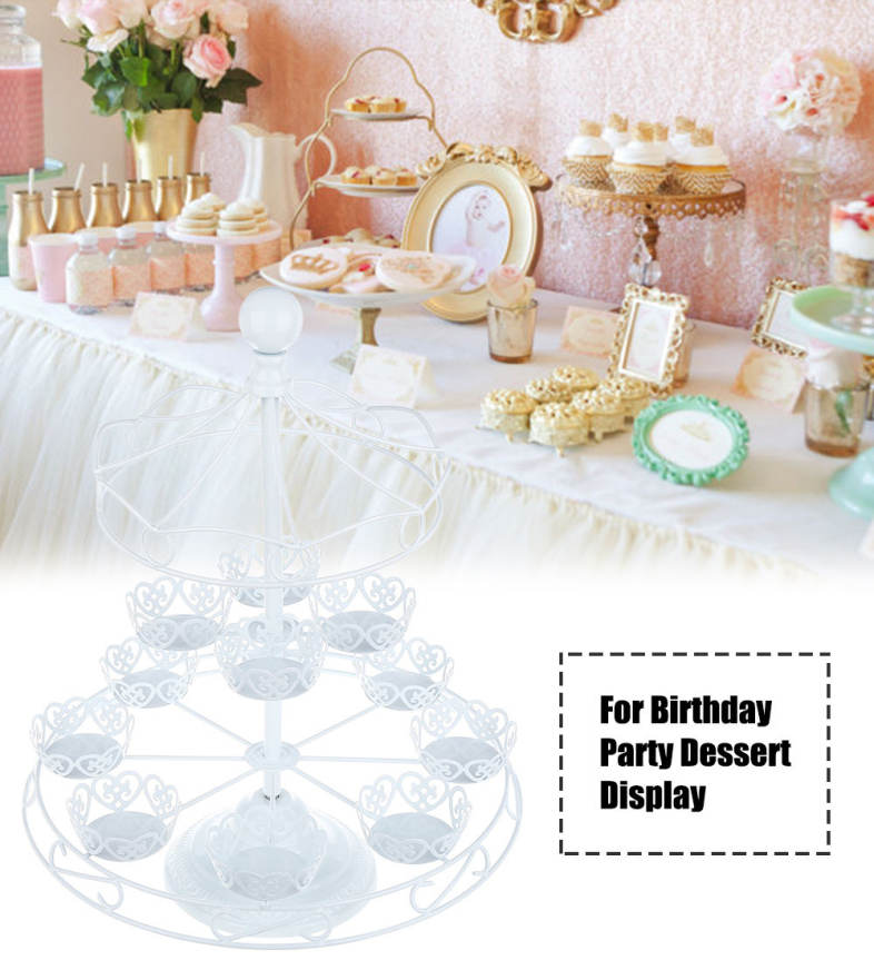 Christmas Tree Shape Metal 3 Tiers 12 Cups Cupcake Stand for Birthday Party Dessert Display