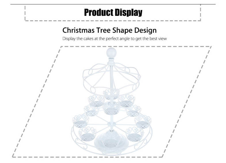 Christmas Tree Shape Metal 3 Tiers 12 Cups Cupcake Stand for Birthday Party Dessert Display