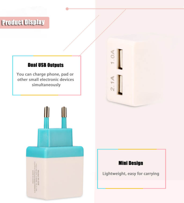 Universal Wall Charger Dual USB Output Charging Adapter