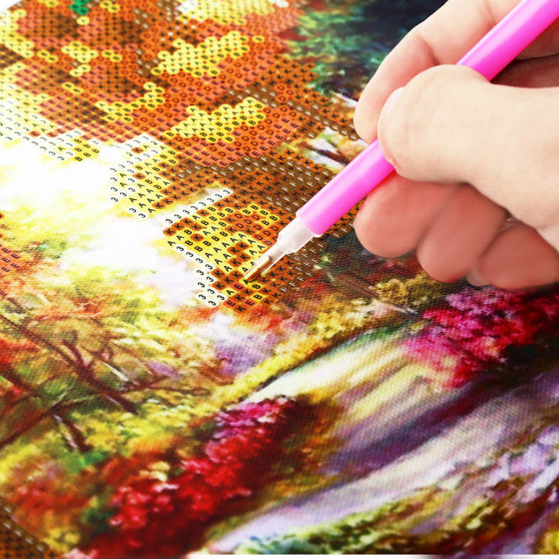 30 x 40cm 5D Woods Landscape Drilled Needlework DIY Diamond Painting Cross Stitch Wall Sticker