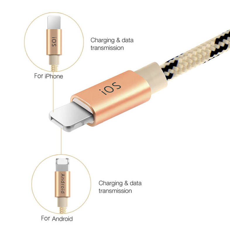POFAN P03 2 in 1 Charge Data Transfer Cable for iPhone / Android 0.28M