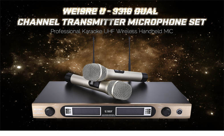 WEISRE U - 3316 720 - 770MHz UHF Dual Channel Transmitter Karaoke Professional Wireless Handheld Microphone Set