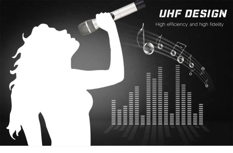 WEISRE U - 3316 720 - 770MHz UHF Dual Channel Transmitter Karaoke Professional Wireless Handheld Microphone Set