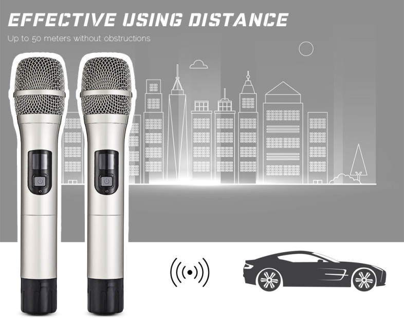 WEISRE U - 3316 720 - 770MHz UHF Dual Channel Transmitter Karaoke Professional Wireless Handheld Microphone Set
