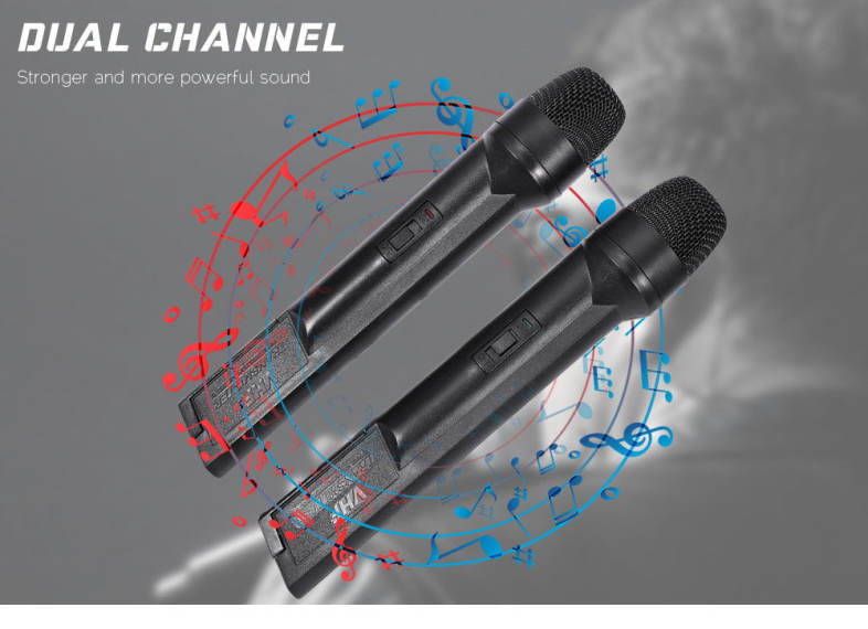 WEISRE WM - 03V Professional 220 - 270MHz VHF Wireless Handheld Dual Channel Transmitter Mic Set