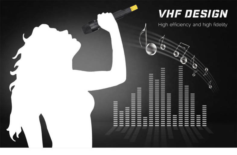 WEISRE WM - 03V Professional 220 - 270MHz VHF Wireless Handheld Dual Channel Transmitter Mic Set