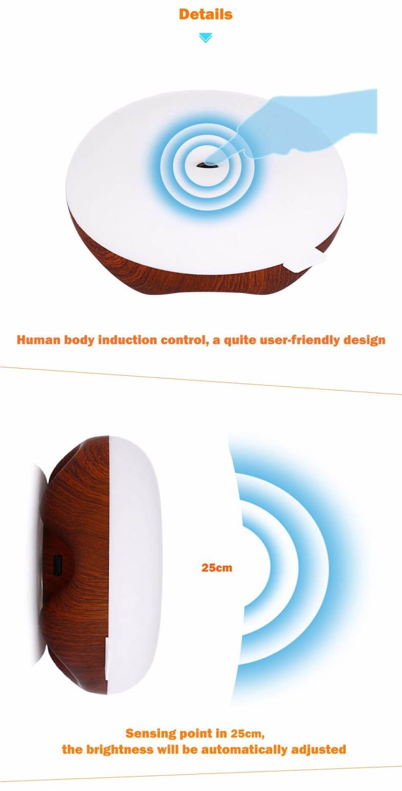 DC 5V LED Body Induction Night Light Round Dimming Bedside Lamp