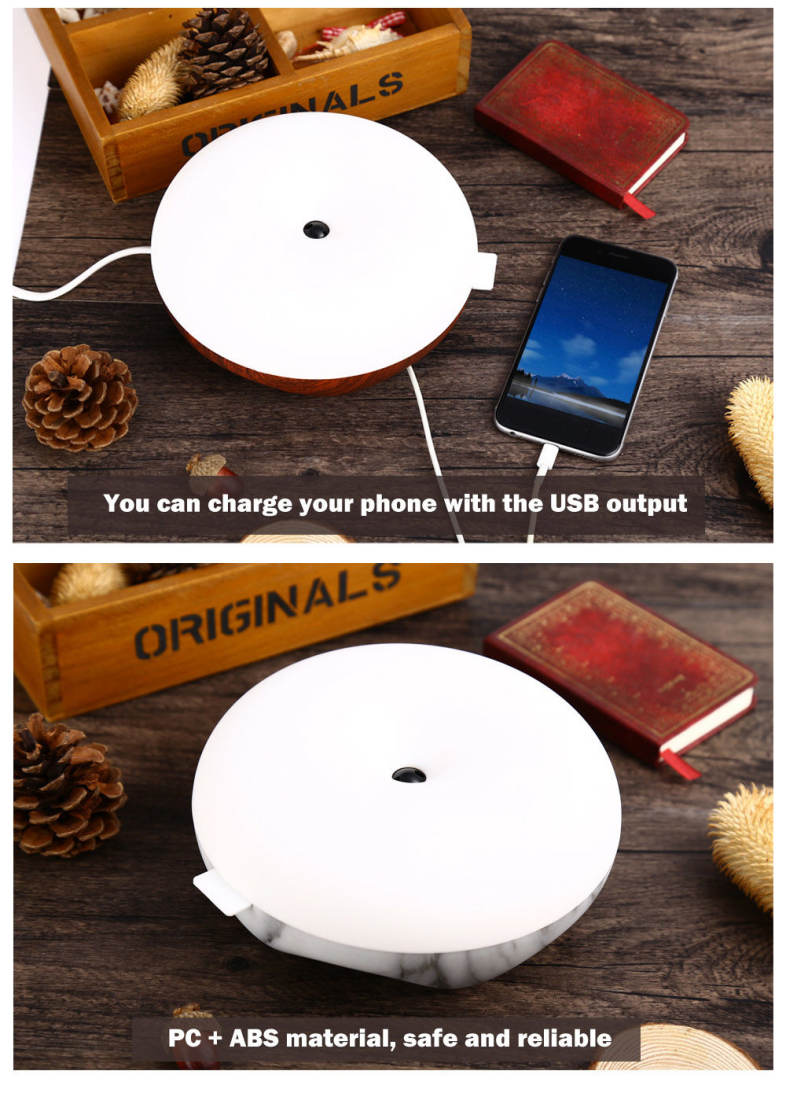 DC 5V LED Body Induction Night Light Round Dimming Bedside Lamp