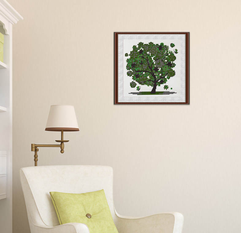 30 x 30cm 5D Four Seasons Fortune Tree Drilled Square Needlework DIY Diamond Painting Cross Stitch Tool