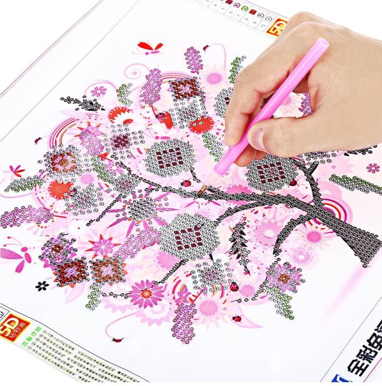 30 x 30cm 5D Four Seasons Fortune Tree Drilled Square Needlework DIY Diamond Painting Cross Stitch Tool